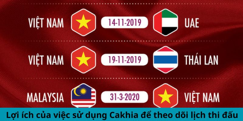 Lợi ích của việc sử dụng Cakhia để theo dõi lịch thi đấu